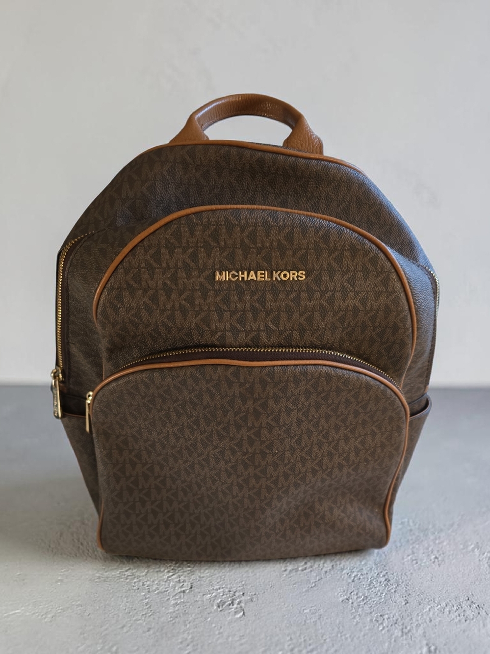 Michael Kors Brown Logo Dome Backpack with Gold Hardware - Picture 2 of 10